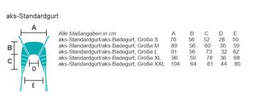 Standardgurt Detailansicht Größentabelle